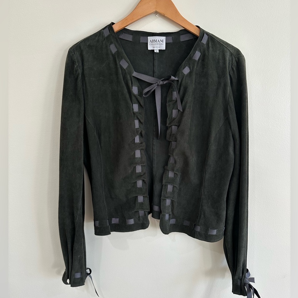 Armani Collezioni Dark Green Suede Jacket
